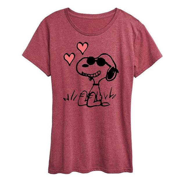 Womens Peanuts Snoopy Joe Cool Sitting Hearts Graphic Tee Product Image