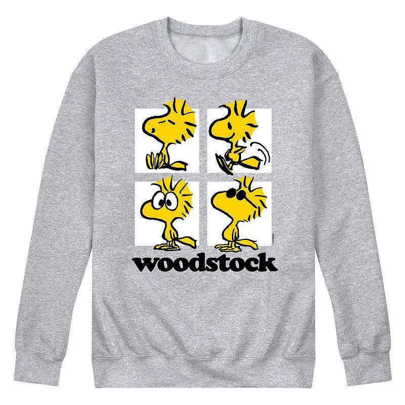 Mens Peanuts Woodstock Grid Long Sleeve Grey Gray Product Image