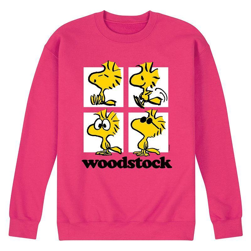 Mens Peanuts Woodstock Grid Long Sleeve Pink Product Image