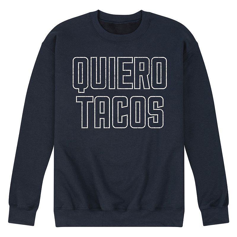 Mens Quiero Tacos Fleece Sweatshirt Blue Product Image