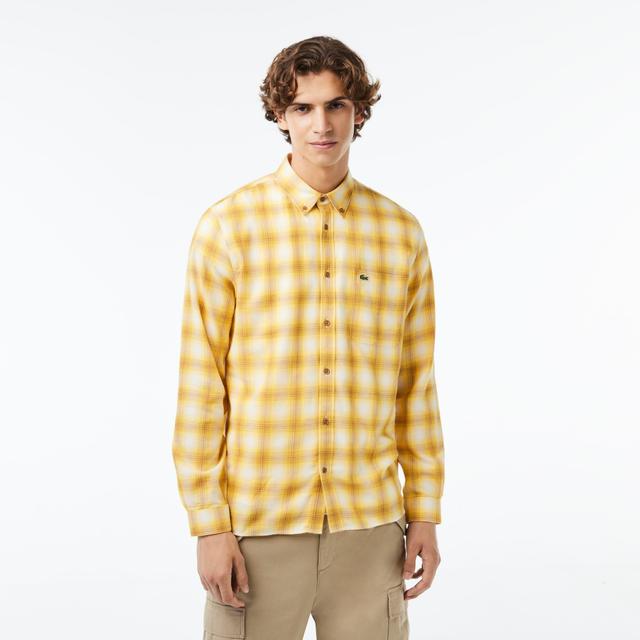 Men's Cotton and Wool Blend Checked Flannel Shirt Product Image