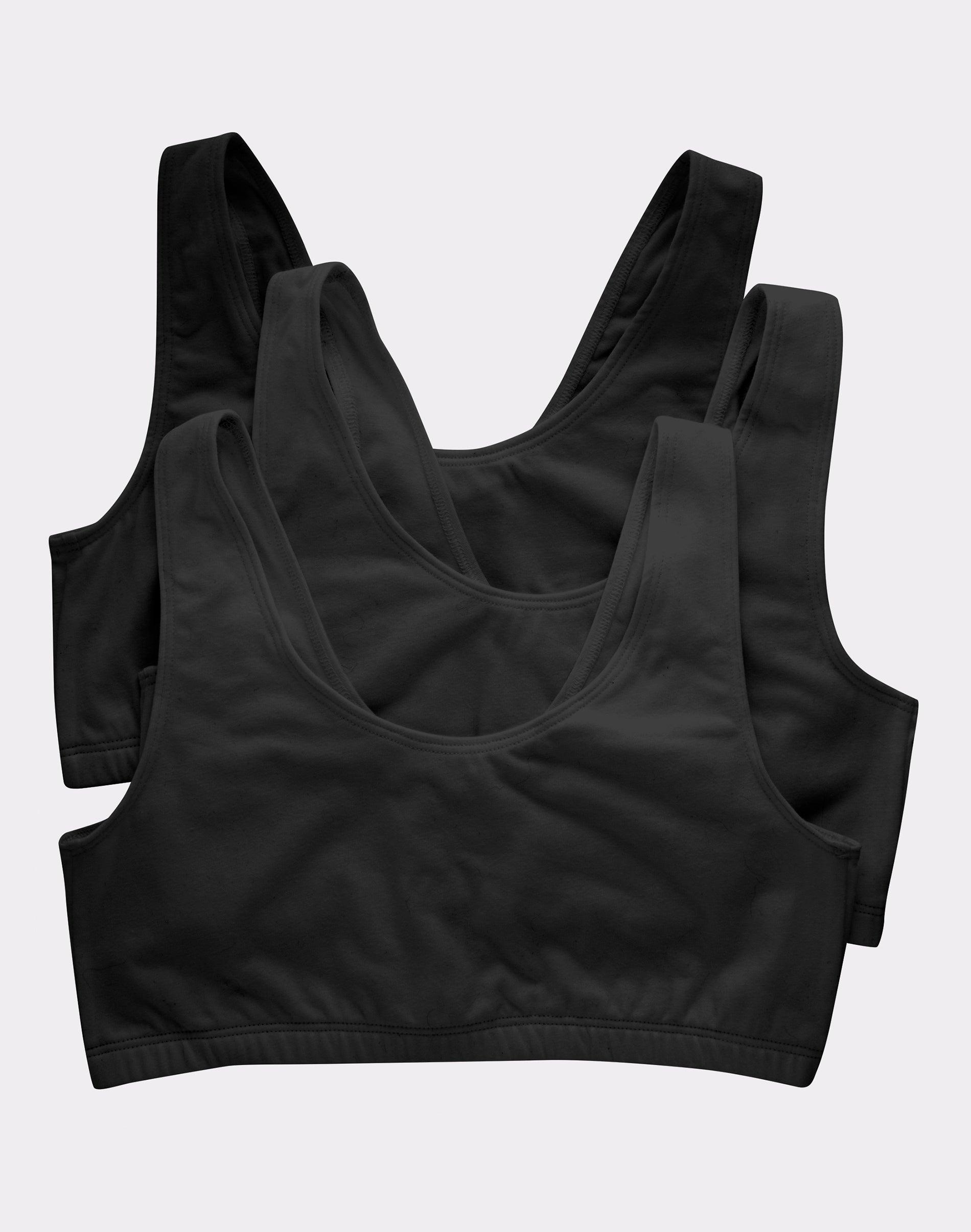 Hanes Womens 3pk Cropped Scoop Neck Bralette HFA002 - Black L Product Image