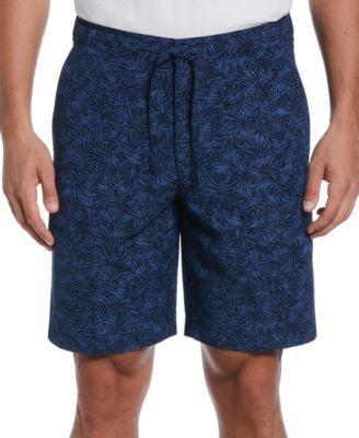 Cubavera Men's Linen Blend Tonal Tropical Print Shorts in Dress Blues Product Image