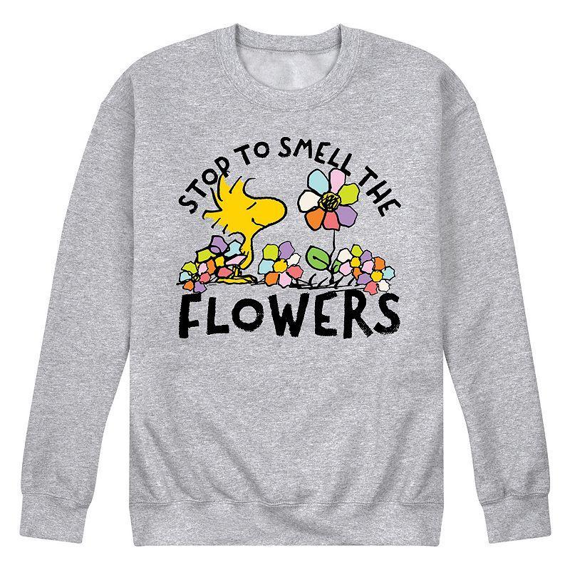 Mens Peanuts Stop & Smell The Flowers Long Sleeve Grey Gray Product Image