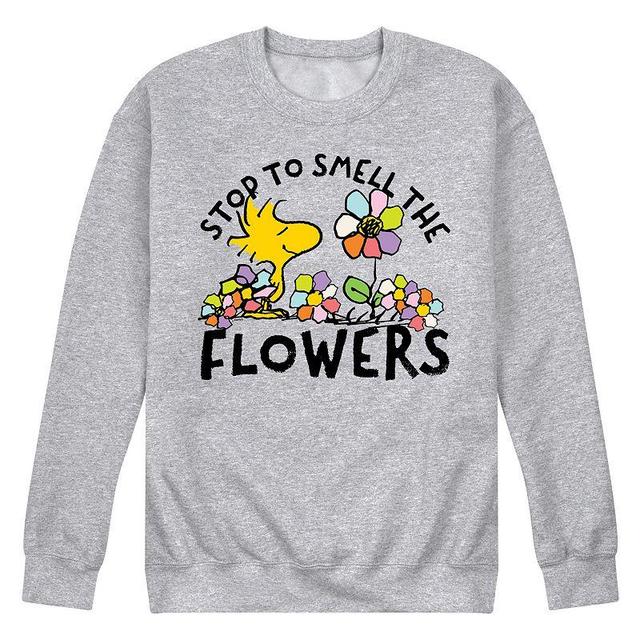 Mens Peanuts Stop & Smell The Flowers Long Sleeve Grey Gray Product Image