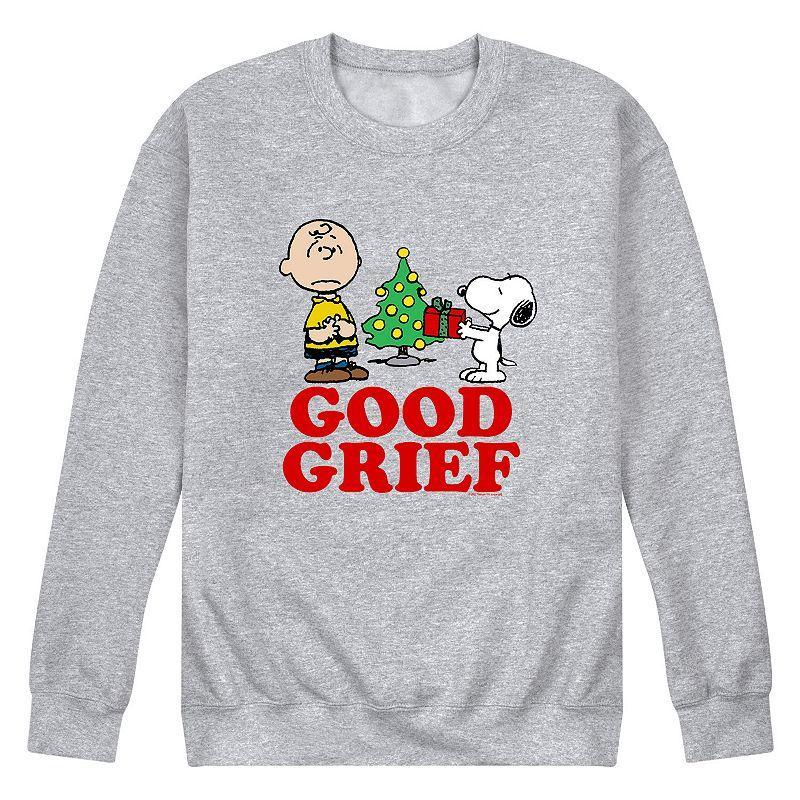 Mens Peanuts Good Grief Holiday Sweatshirt Athletic Grey Product Image