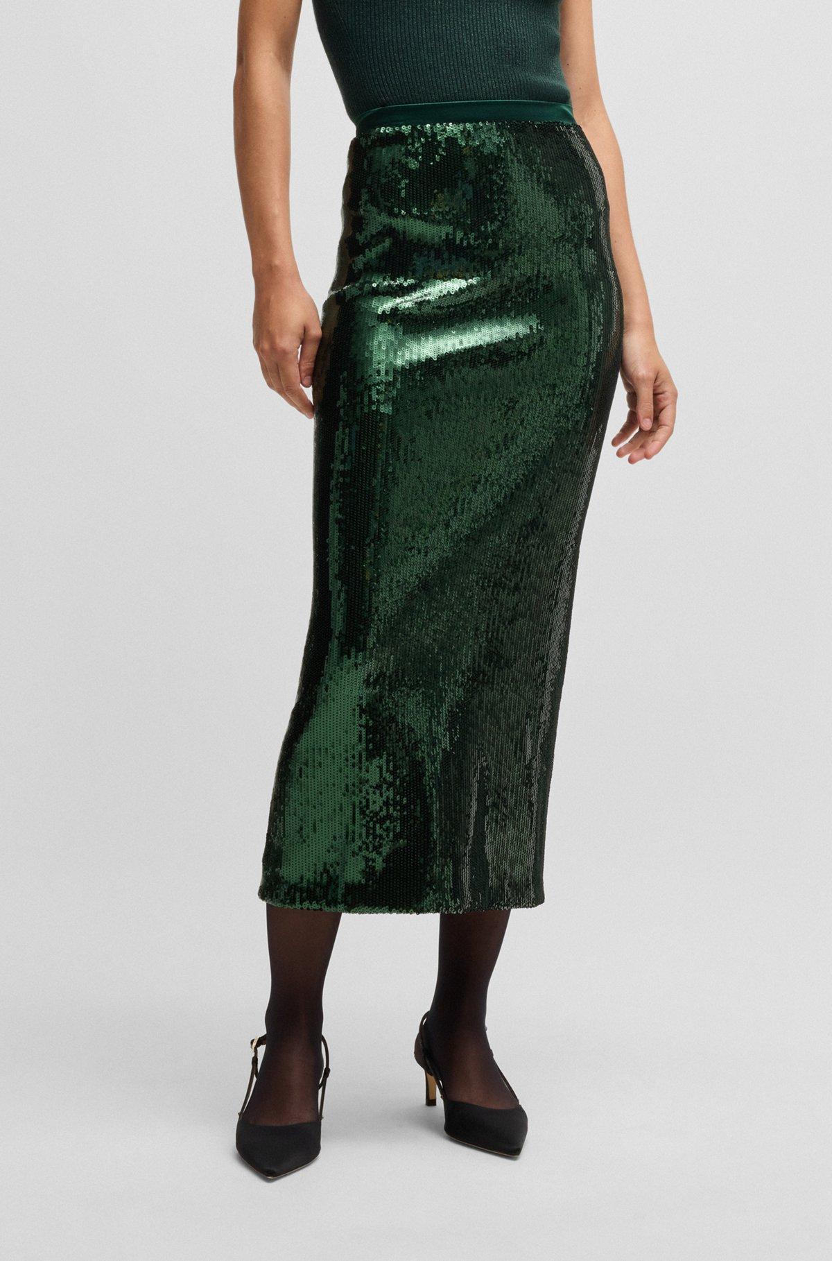 Relaxed-fit maxi skirt with sequin embellishments Product Image