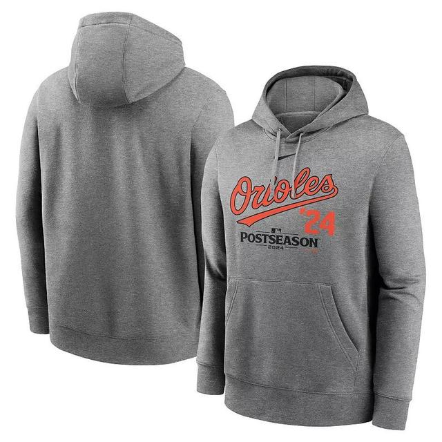 Mens Nike Heather Charcoal Baltimore Orioles 2024 MLB Postseason Lockup Club Fleece Pullover Hoodie Product Image