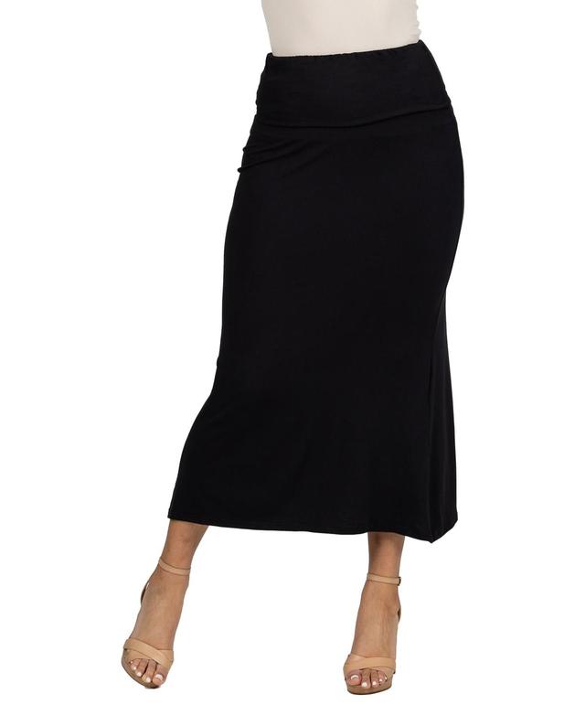 24seven Comfort Apparel Womens Comfortable Foldover Maxi Skirt Product Image