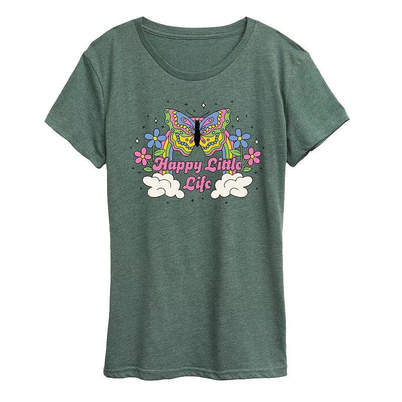 Womens Happy Little Life Graphic Tee Grey Green Product Image