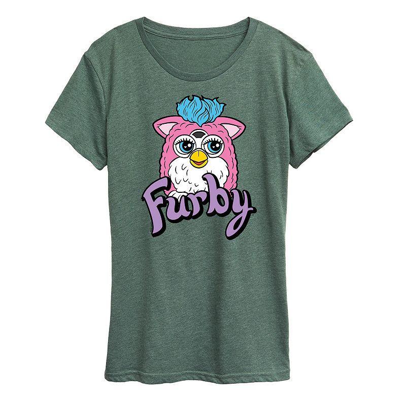 Womens Furby With Logo Graphic Tee Grey Royal Blue Product Image