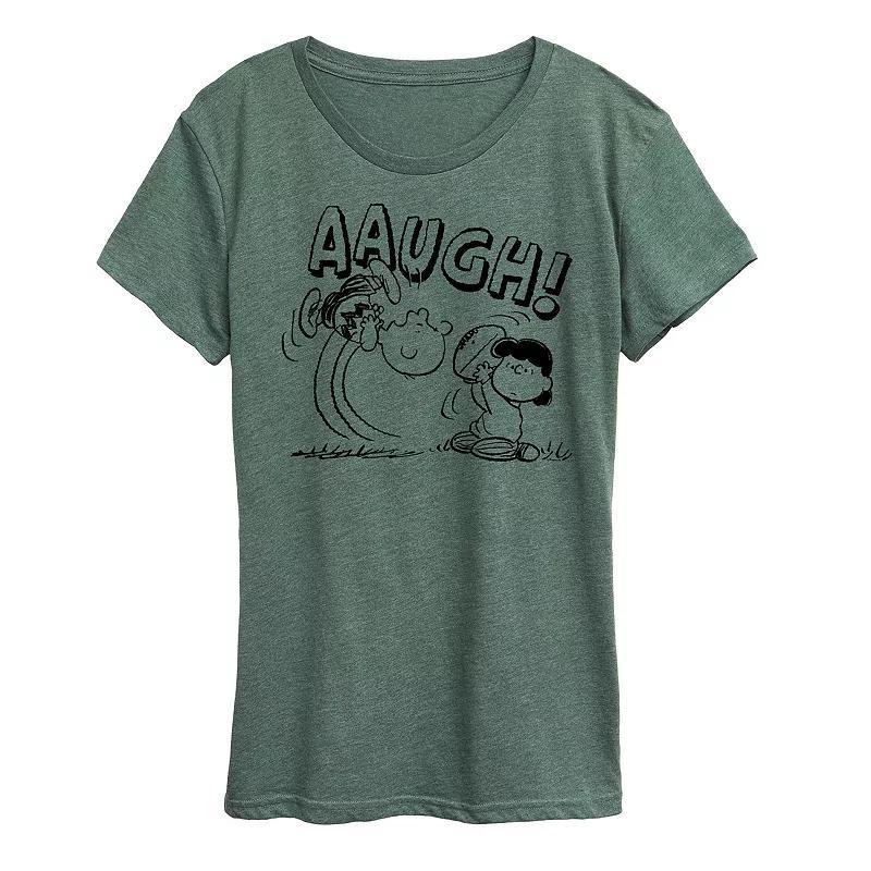 Womens Peanuts Charlie Brown Football Graphic Tee, Girls Grey Juniper Green Product Image