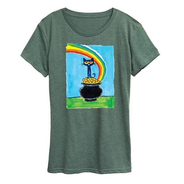 Womens Pete The Cat Rainbow Pot Of Gold Graphic Tee Grey Juniper Product Image