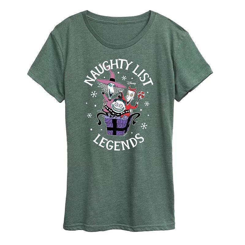 Disneys Nightmare Before Christmas Womens Naughty List Legends Graphic Tee, Girls Grey Blue Product Image