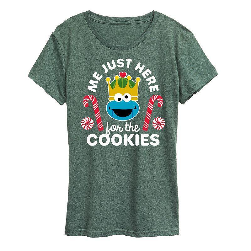 Womens Sesame Street Just Here For The Cookies Graphic Tee Blue Product Image