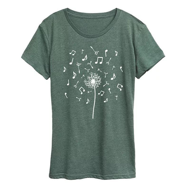 Womens Music Note Dandelion Graphic Tee Product Image