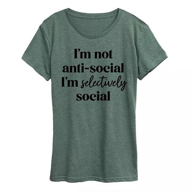 Womens Selectively Social Graphic Tee, Girls Grey Gray Product Image