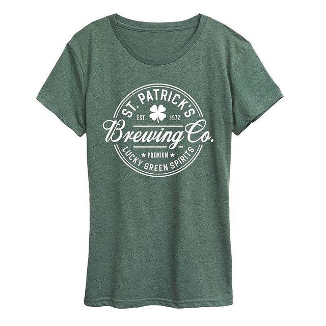 Womens St. Patricks Brewing Co. Graphic Tee Grey Green Product Image