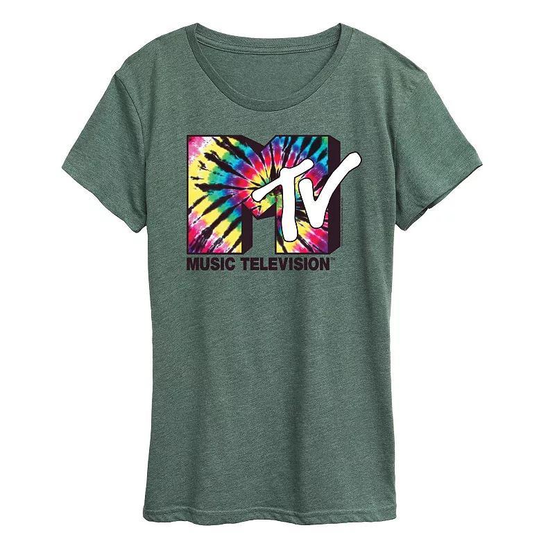 Womens MTV Tie Dye Logo Graphic Tee, Girls Grey Juniper Product Image