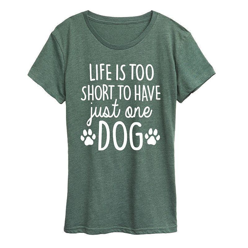 Womens Life Too Short Just One Dog Graphic Tee, Girls Grey Wine Product Image