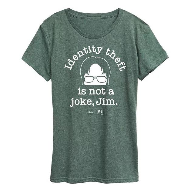 Womens The Office Identity Theft Graphic Tee, Girls Grey Juniper Product Image