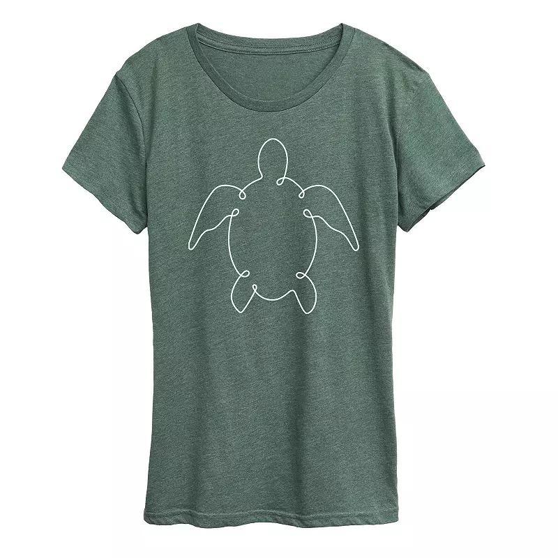 Womens Be Happy Script Graphic Tee, Girls Grey Green Product Image