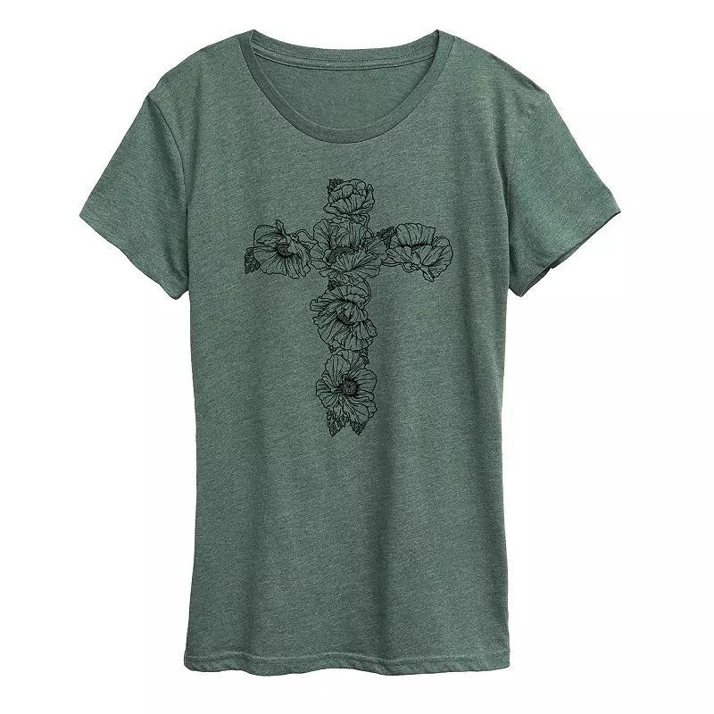 Womens Poppy Floral Cross Graphic Tee Product Image