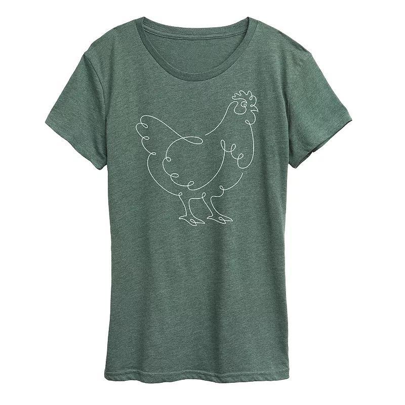 Womens Chicken Continuous Line Doodle Graphic Tee Blue Product Image