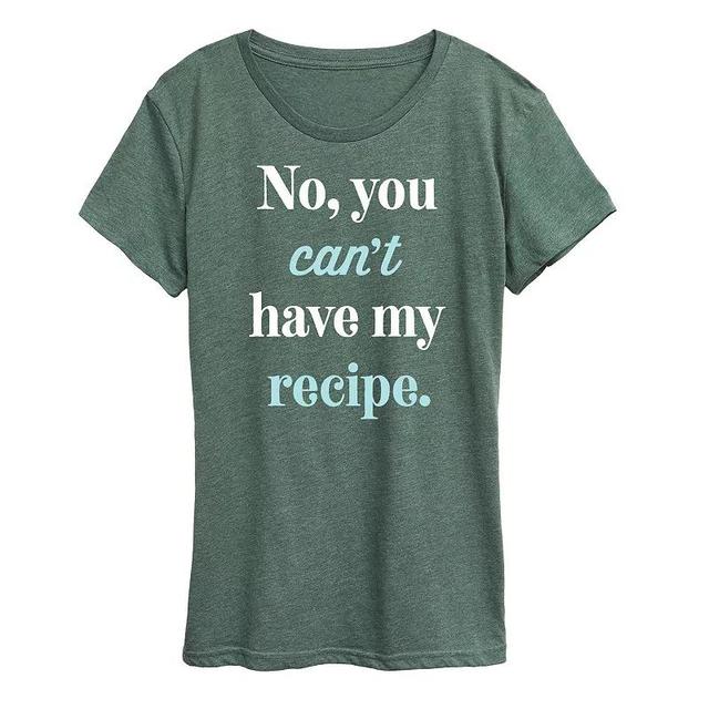 Womens No Cant Have Recipe Graphic Tee Grey Green Product Image