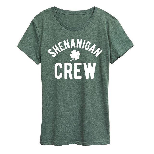 Womens Shenanigan Crew Graphic Tee Grey Green Product Image