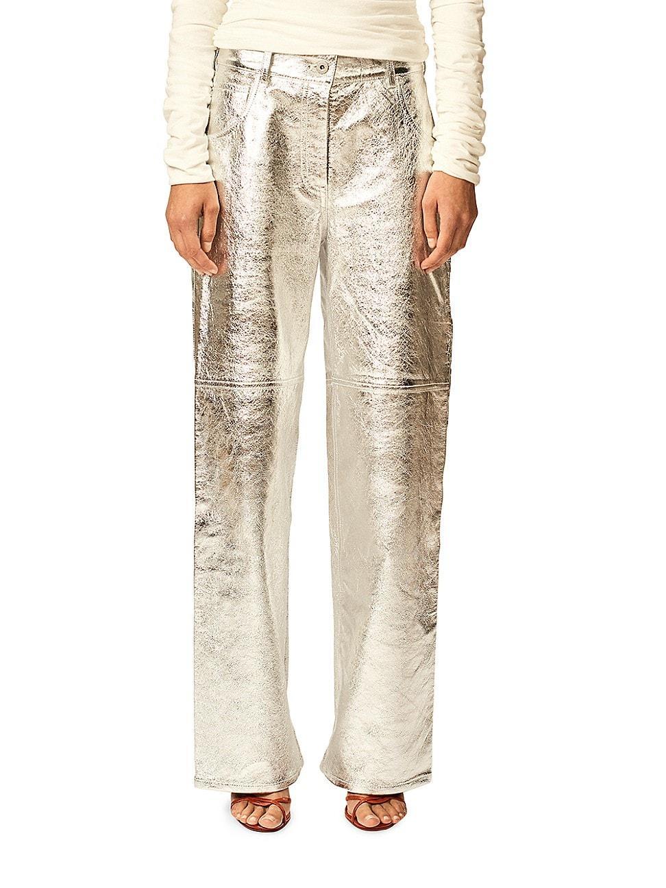 Womens The Sterling Metallic Leather Pants product image