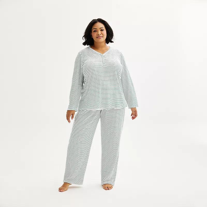 Plus Size Croft & Barrow Long Sleeve Pajama Top & Pajama Pants Set, Womens Product Image