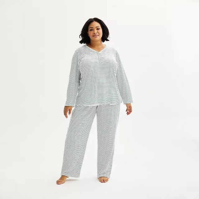 Plus Size Croft & Barrow Long Sleeve Pajama Top & Pajama Pants Set, Womens Product Image