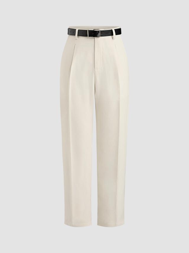 High Waist Solid Tapered Trousers With Belt Product Image