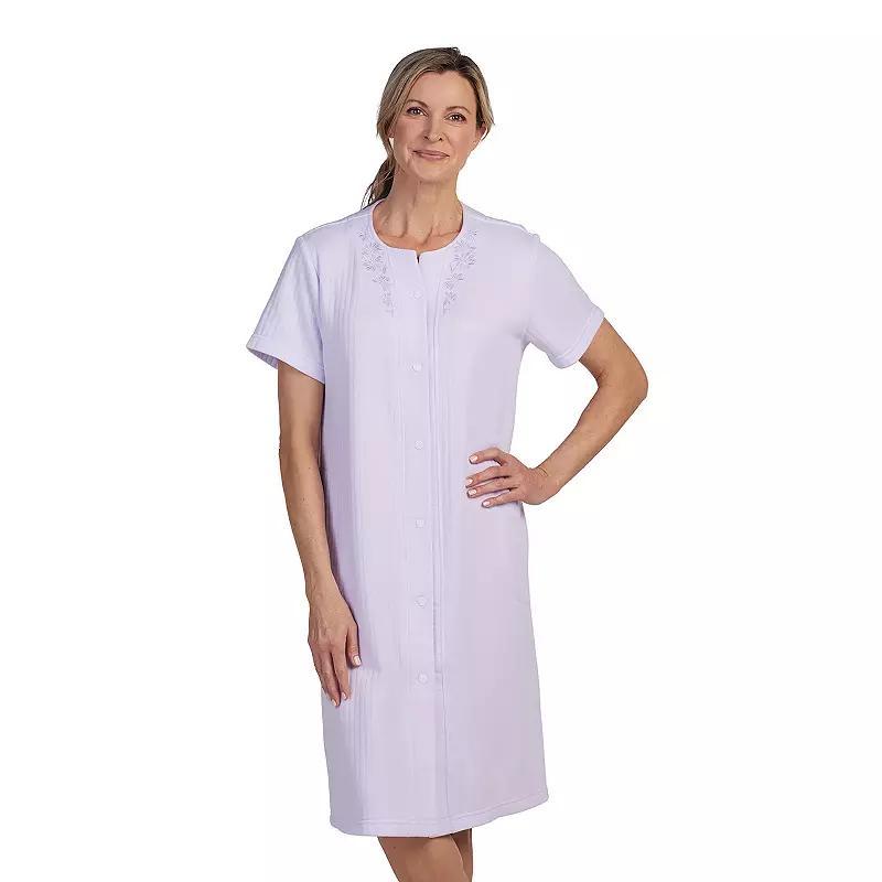 Womens Miss Elaine Essentials Quilt-In-Knit Short Snap Robe Purple Product Image