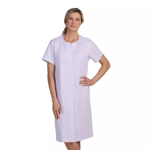 Womens Miss Elaine Essentials Quilt-In-Knit Short Snap Robe Purple Product Image