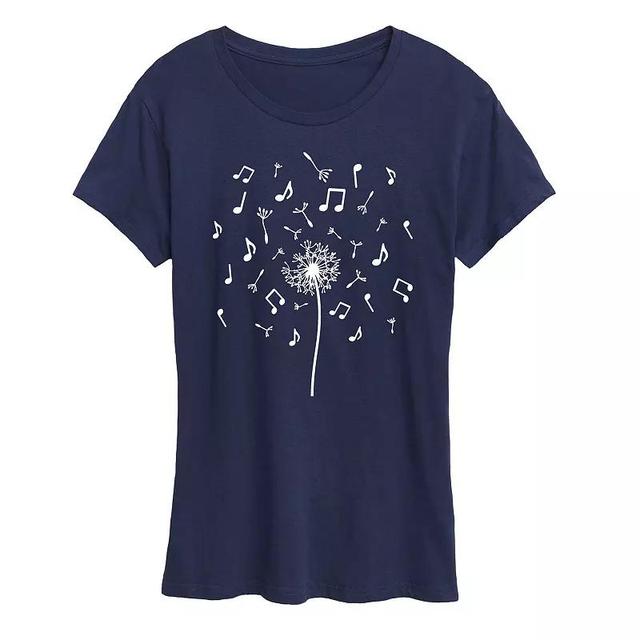 Instant Message Womens Womens Tee Shirts NAVY - Navy Music Note Dandelion Graphic Tee - Women Product Image