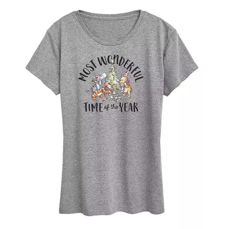 Disneys Winnie The Pooh Womens Wonderful Time Graphic Tee, Girls Grey Gray Product Image