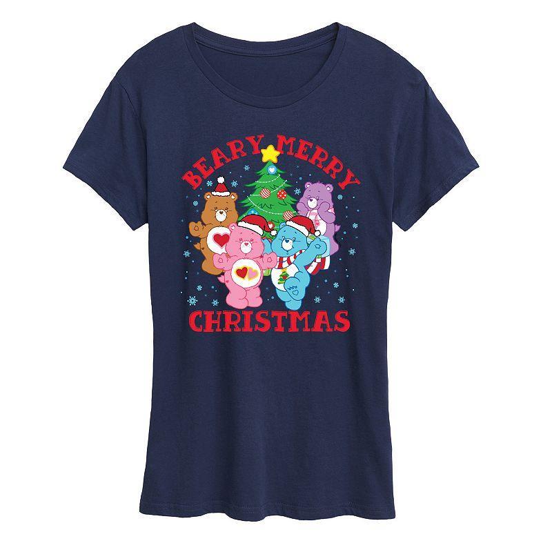 Womens Care Bears Beary Merry Christmas Graphic Tee, Girls Blue Product Image