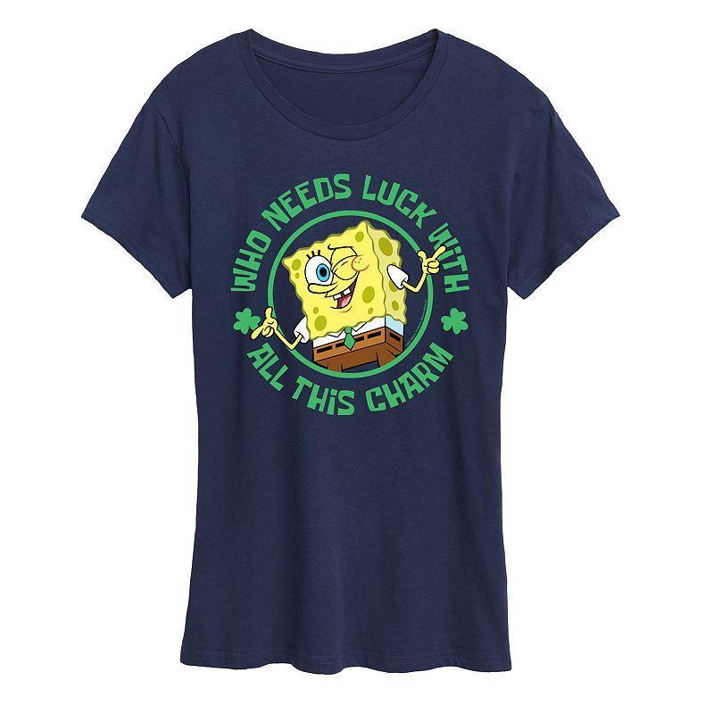 Womens SpongeBob SquarePants Who Needs Luck Graphic Tee Product Image