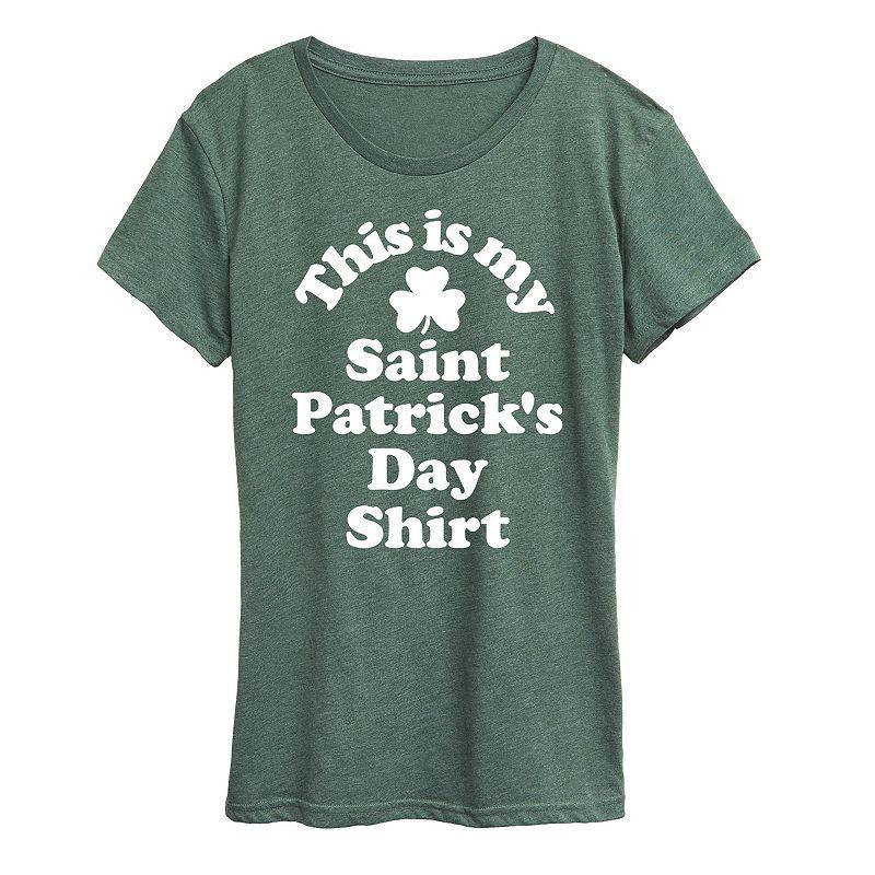 Womens This Is My St. Patricks Day Shirt Graphic Tee Grey Green Product Image