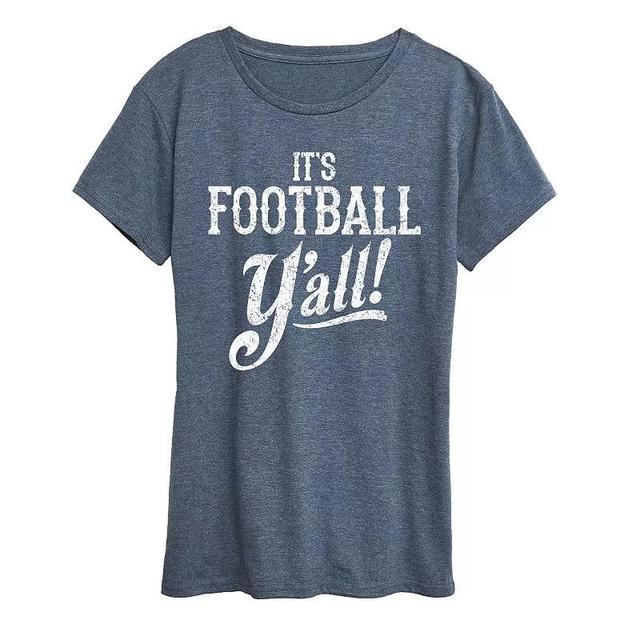 Womens Its Football Yall Graphic Tee, Girls Grey Dark Blue Product Image