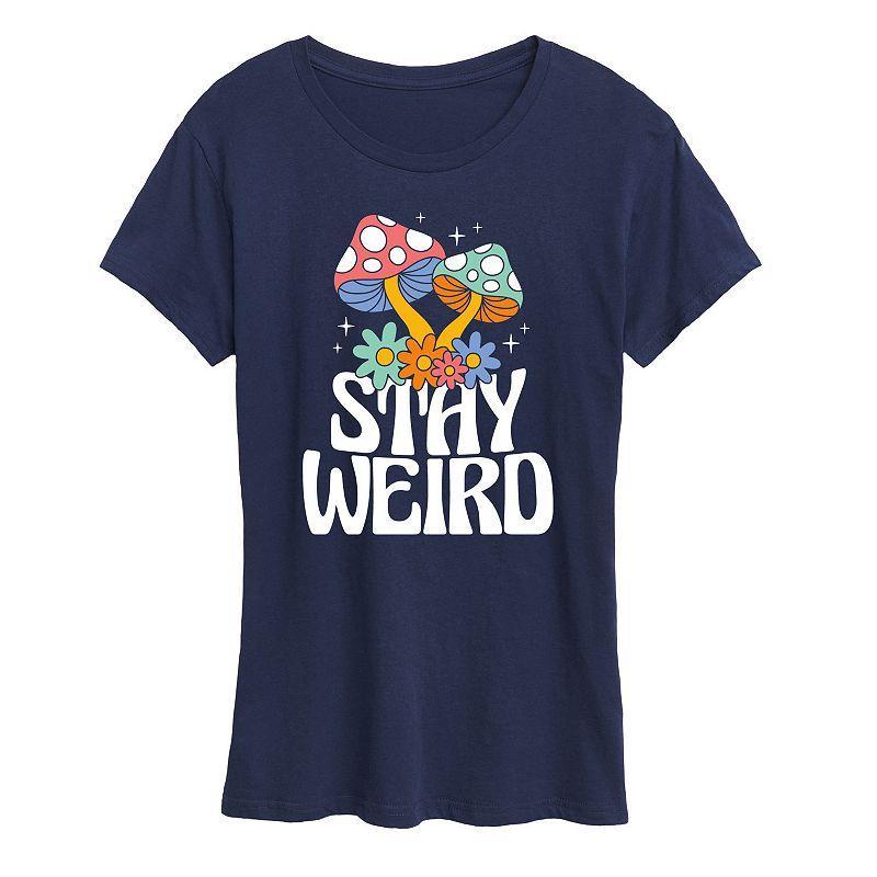 Womens Stay Weird Mushrooms Graphic Tee, Girls Heather Grey Product Image