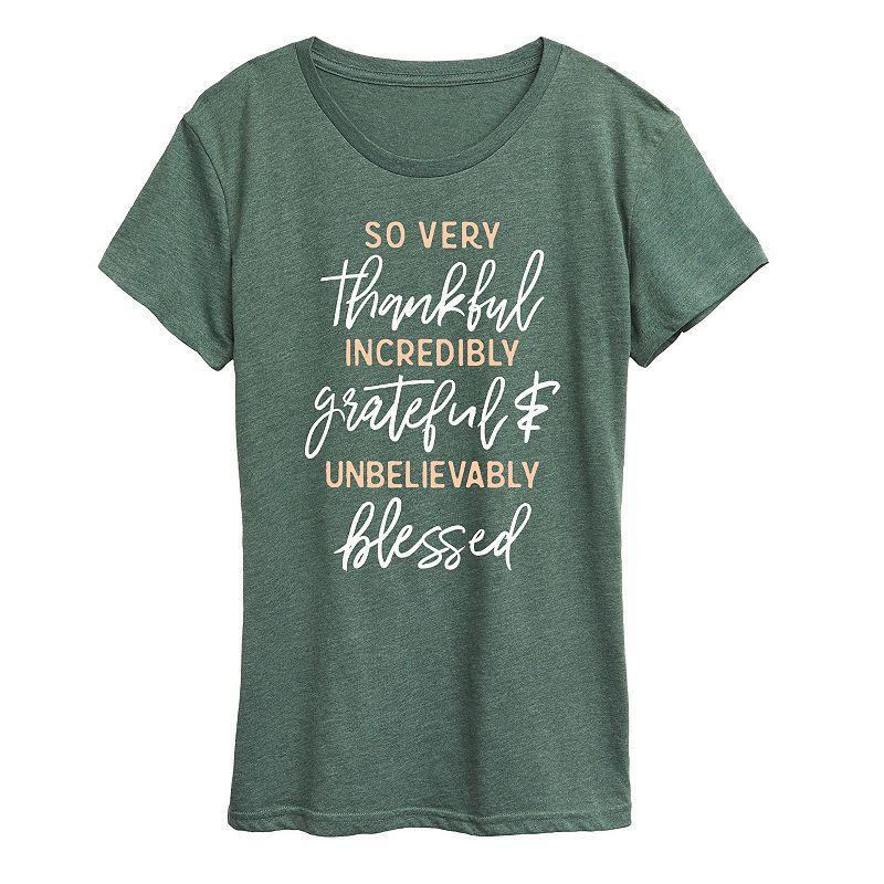 Womens So Very Thankful Graphic Tee Grey Product Image