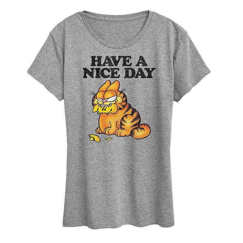 Womens Garfield Have A Nice Day Retro Graphic Tee, Girls Grey Gray Product Image