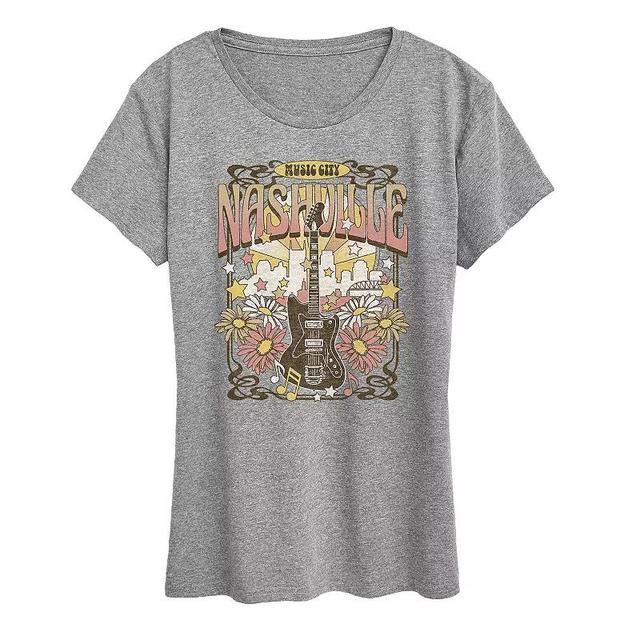 Womens Nashville Music Poster Graphic Tee, Girls Grey Gray Product Image