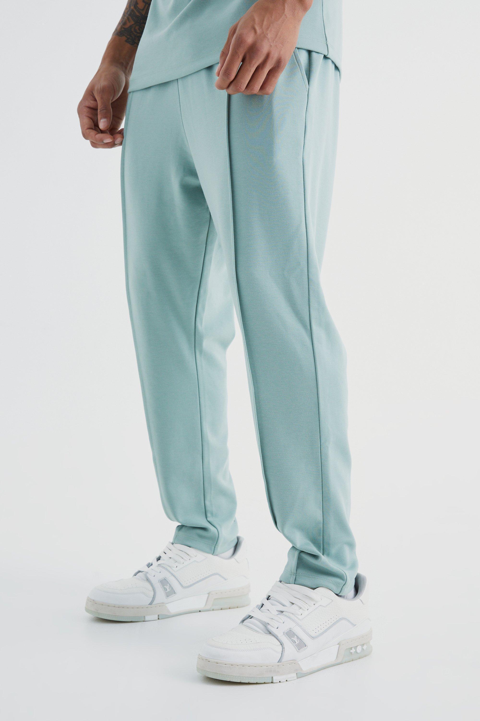 Slim Tapered Elastic Waist Pintuck Crop Sweatpants | boohooMAN USA Product Image