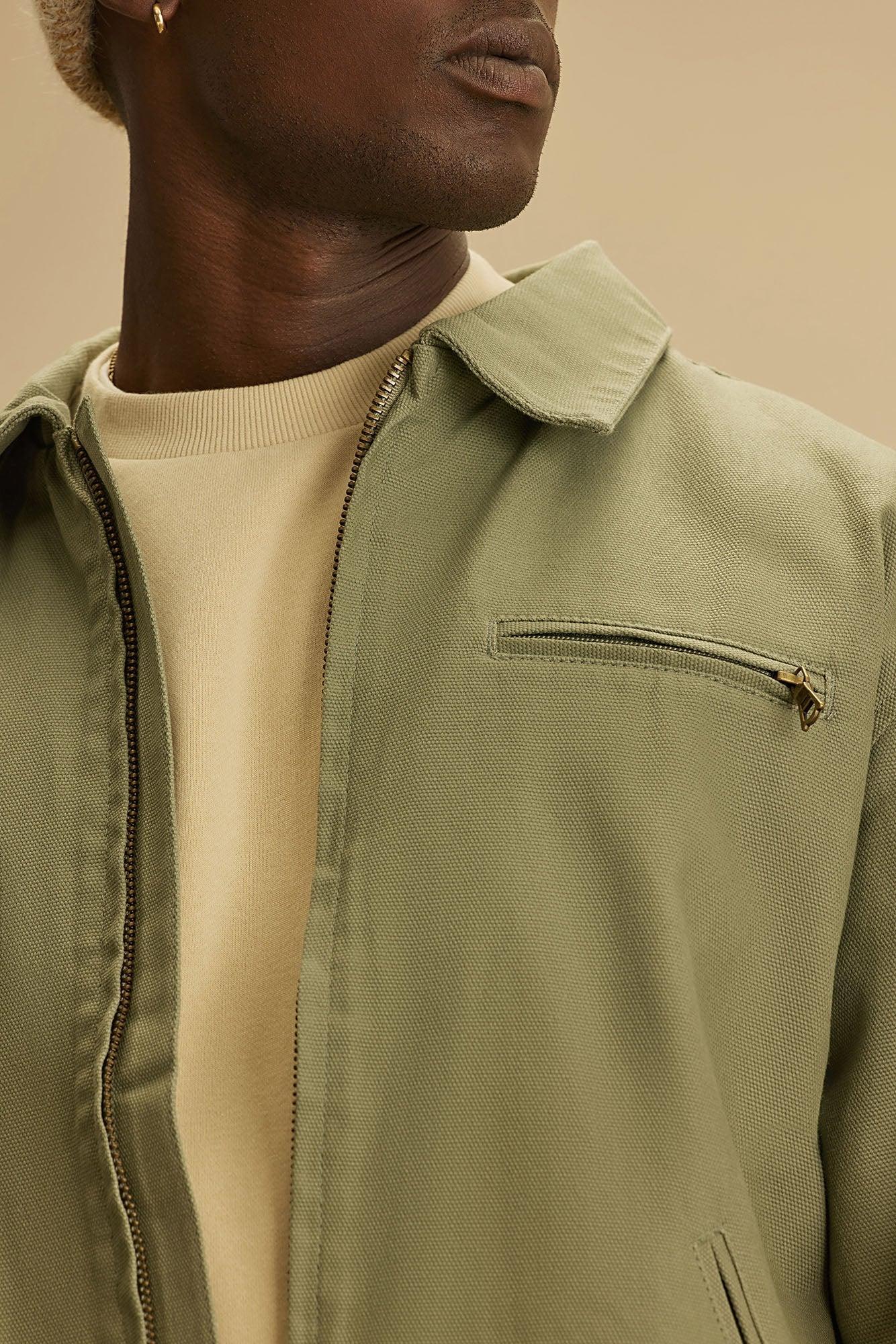 Alexander Utility Canvas Zip Work Jacket - Olive Product Image