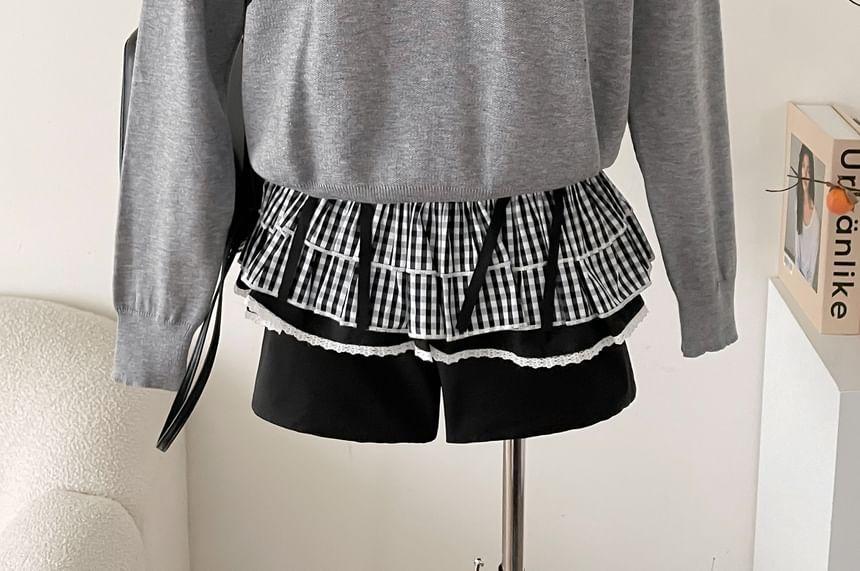 Round Neck Bow Print Sweater Product Image