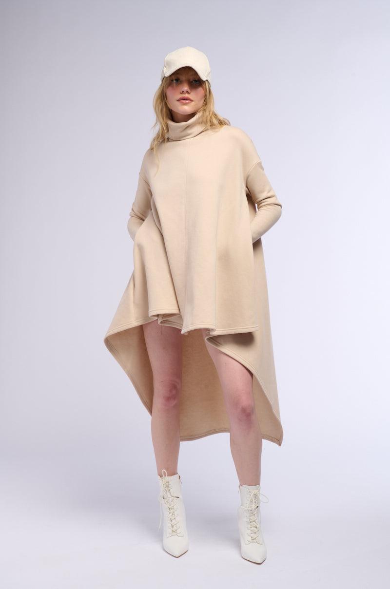 LADIE TURTLENECK HIGH LOW SWEATSHIRT DRESS Product Image